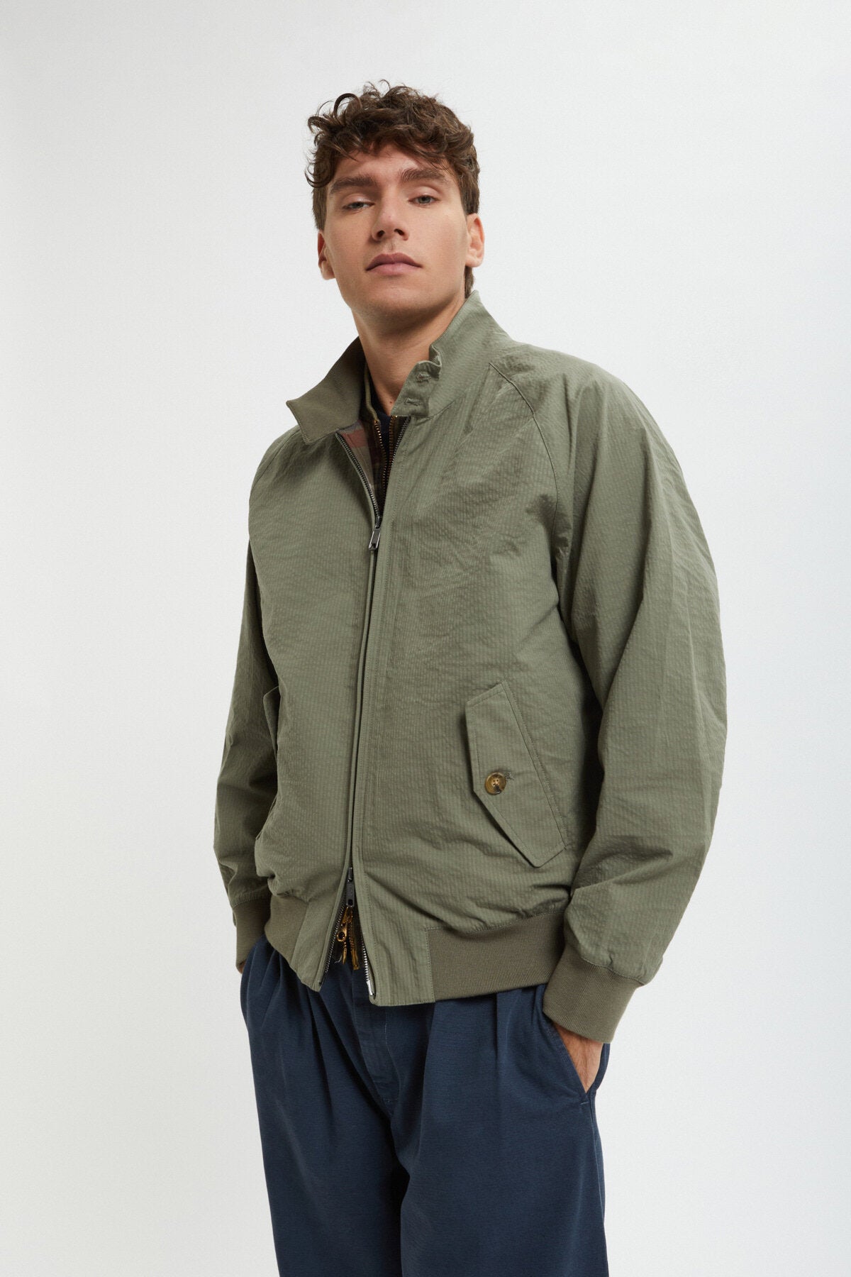 Buy Black Shower Resistant Check Lining Harrington Jacket