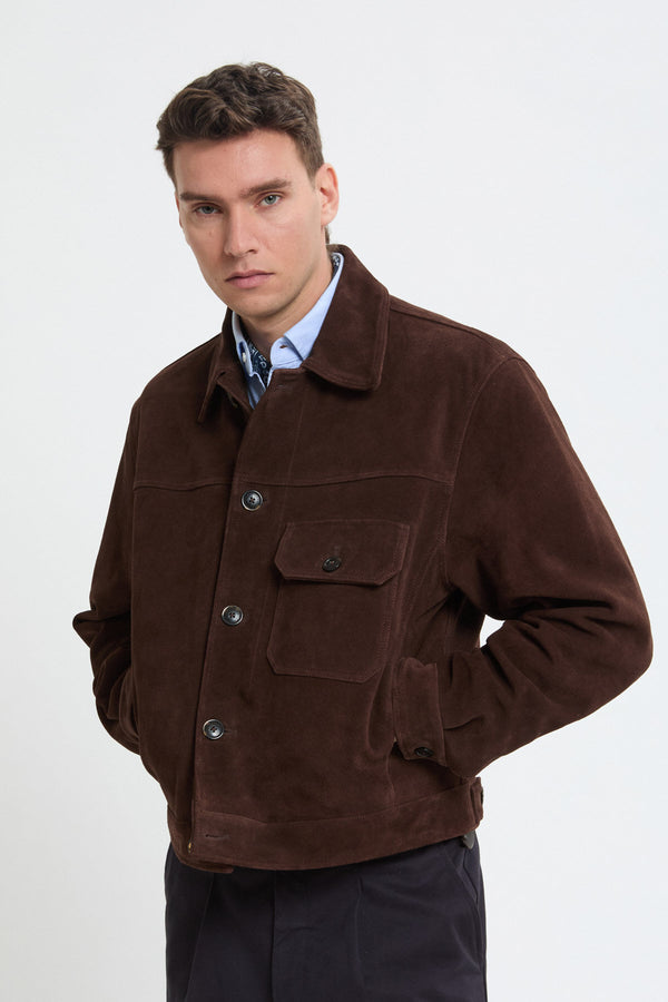 Wildleder-Bikerjacke im Roughout-Stil