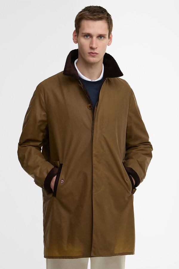 Manteau Car Coat ciré Tyne Barbour x Baracuta